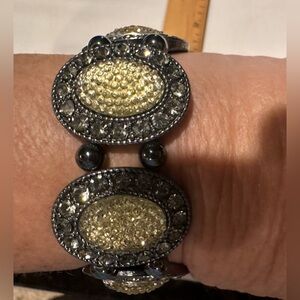 Lovely Dark Rhinestone and Marcasite Style Bracelet‎